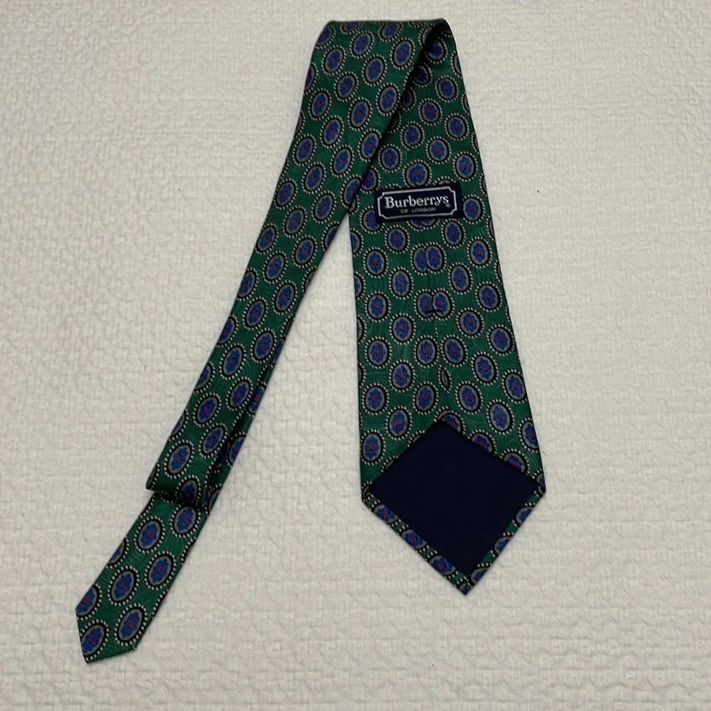 Burberry Green and Blue 100% Silk Tie—GREAT Looking!! Excellent Condition!!